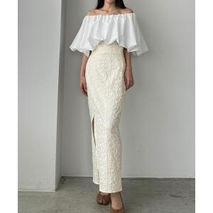 ロング スカート ジャガードハイウエストスリット...の商品画像