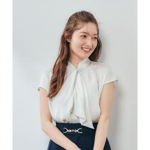 ブラウス シャツ ねじりボウタイフレンチスリーブブラウス レディース