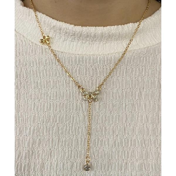 ネックレス Wリボンネックレス レディース