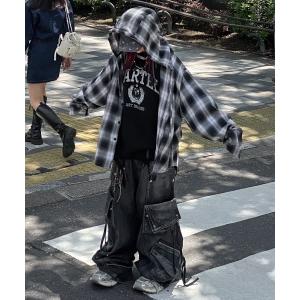 シャツ 「Never mind the XU別注」check hood shirts / 「ネバーマインド ザ エックスユー別注」チェックフード長袖シ