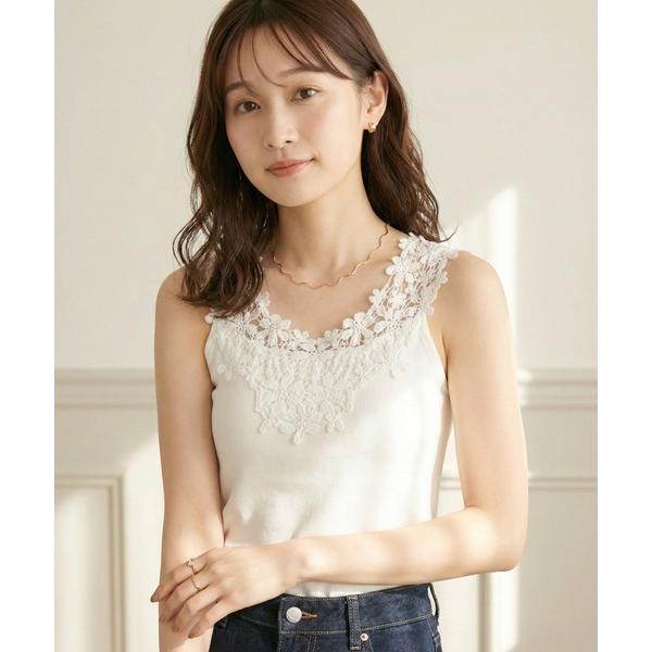 タンクトップ ノースリーブ 「上品な花柄レースで高見え♪」オールシーズン使える万能レースタンク レデ...