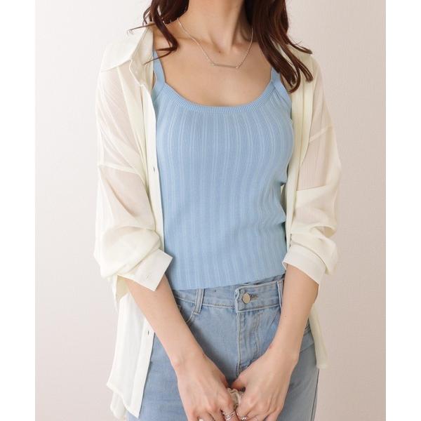 キャミソール ラウンドネック テレコ ニット キャミソール トップス