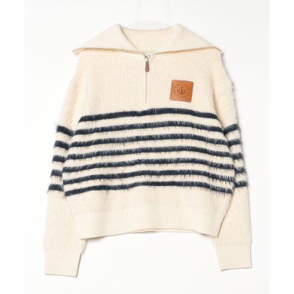 ニット セーター sailor collar border halfzip knit レディース