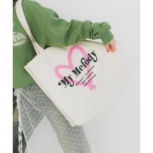 トートバッグ 「nemne store × My Melody ＆ Kuromiコラボアイテム 」ハートモチーフキャンバストートバッグ レディース