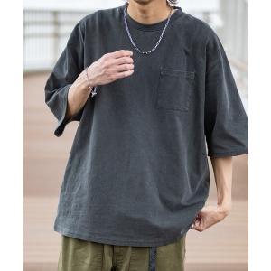 tシャツ Tシャツ メンズ 「i」ピグメント加工 ビックシルエット ポケットTシャツ