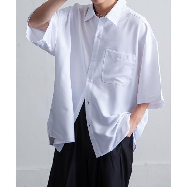 シャツ オーバーサイズ花柄ドレープ 半袖 シャツ/オーバーサイズ フラワーデザインレギュラーカラーシ...