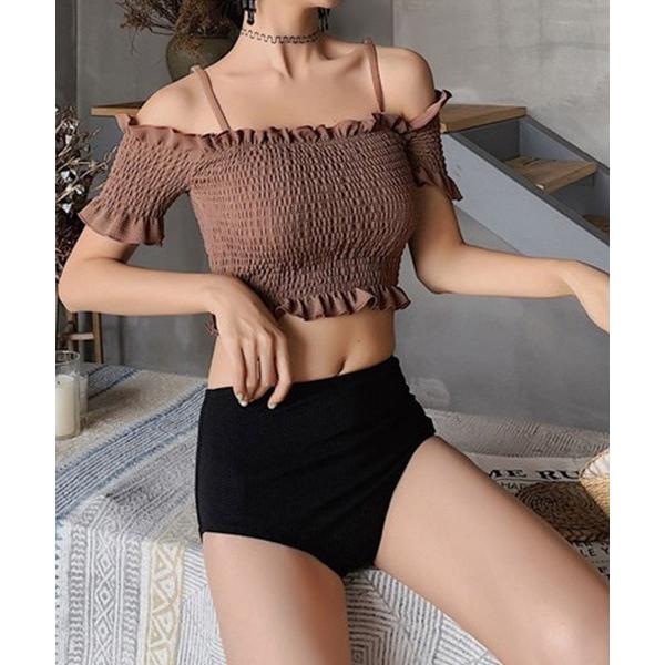 水着 「SWIM WEAR/水着」シャーリングハイウエストビキニ/体型カバー レディース