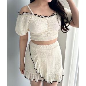 「新色追加」後ろリボンオフショルswim wear レディース