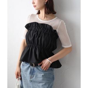 チューブトップ ベアトップ リネンタッチ ギャザ...の商品画像