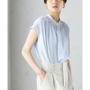 ブラウス シャツ 「手洗い可能」スカーフ タイ フレンチ スリーブ ブラウス  レディース