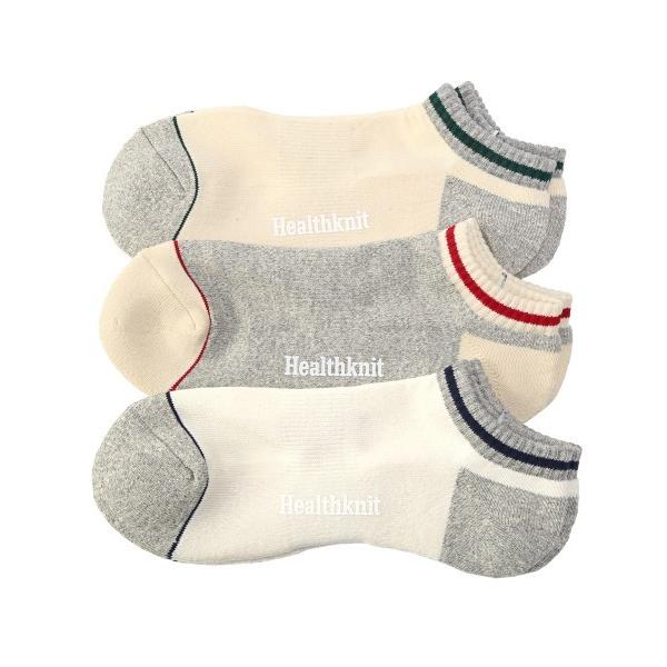 靴下 Healthknit(ヘルスニット)スラブラインスニーカーソックス メンズ