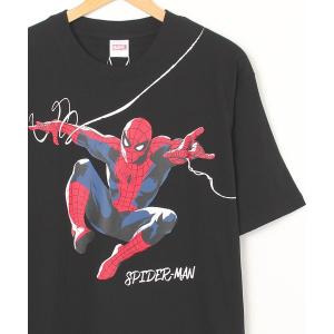 メンズ tシャツ Tシャツ 「Spider-Man/スパイダーマン」天竺クルーネック半袖ワンポイント刺繍・プリントＴシャツ｜zozo