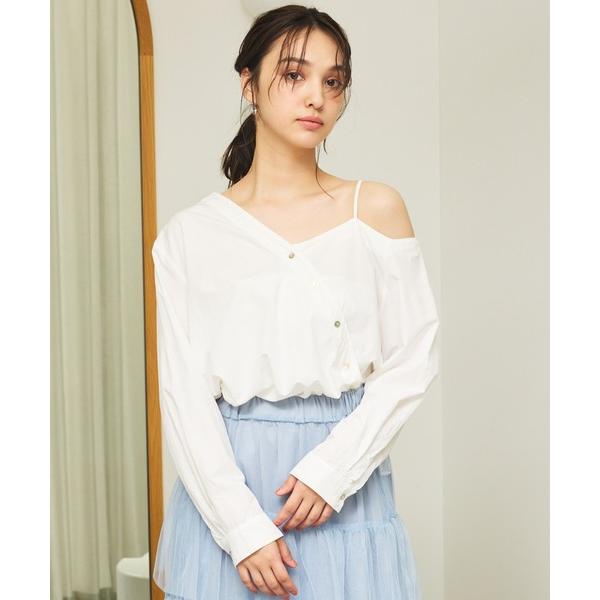 ブラウス シャツ アシンメトリーショルダーブラウス レディース