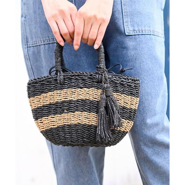 かごバッグ カゴバッグ タッセル付きペーパーカゴバッグ