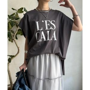 tシャツ Tシャツ 「WEB限定」 LESCALAプリントフレンチスリーブTEE レディース