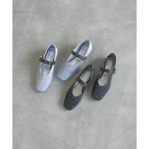 美品ピッピシック希少スクエアトゥバレエシューズ　フラット　シルバーリボン24.5 PIPPICHIC（ピッピシック） バレエシューズ パンプス 「PIPPICHIC