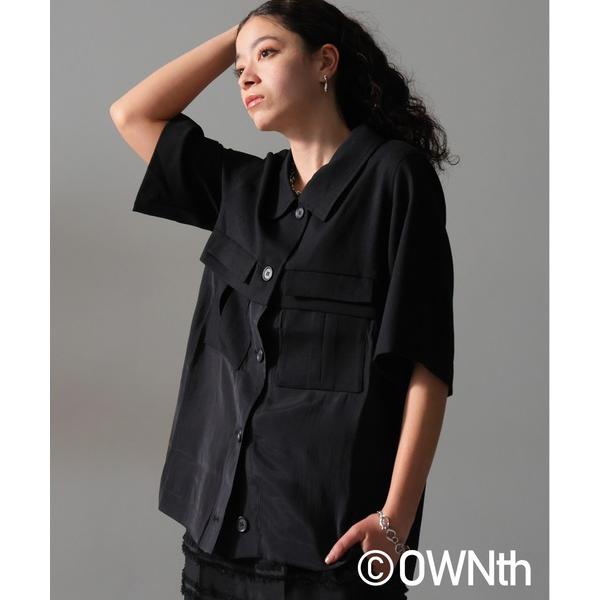 ブラウス シャツ 切替シアーポケットシャツ レディース