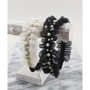 レディース　カチューシャ　パール　黒a7g8a ドットパールカチューシャ レディース ヘアアレンジ