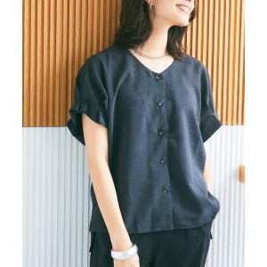 シャツ ブラウス 「洗える・シワになりにくい・UVカット・接触冷感」サマナチュラ袖ボリュームタックブラウス「CF/クロスファンクション」セットアップ可
