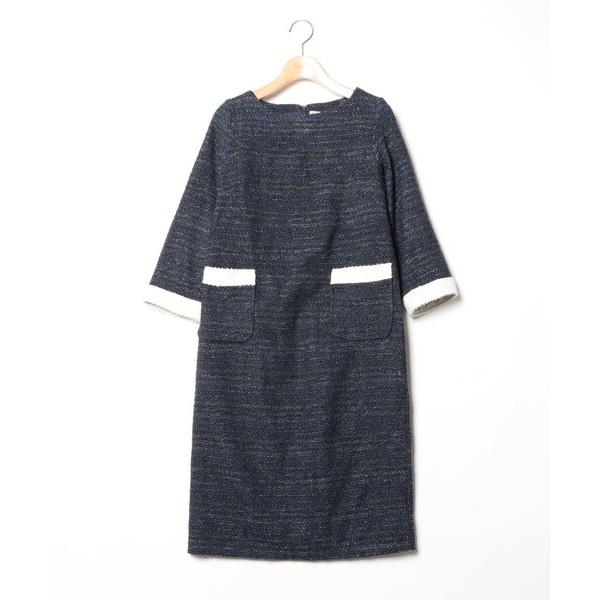 「DRESS LAB」 7分袖ワンピース M ネイビー レディース