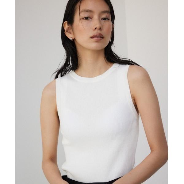 タンクトップ ノースリーブ 「PLUS」パッド付きニットタンク レディース
