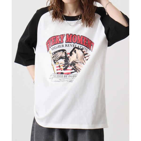 tシャツ 天竺 ラグランプリントTシャツ 半袖 メンズ レディース