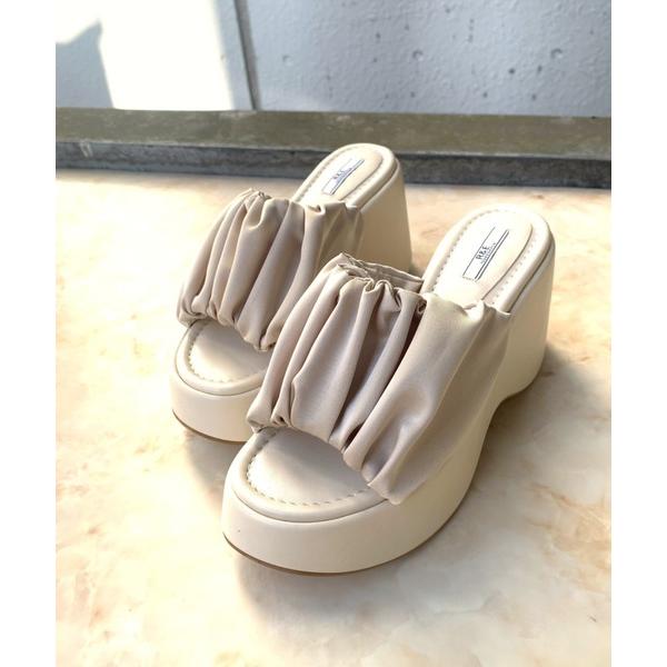 サンダル 「R＆E」サテンドレープワイドカバー厚底サンダル レディース