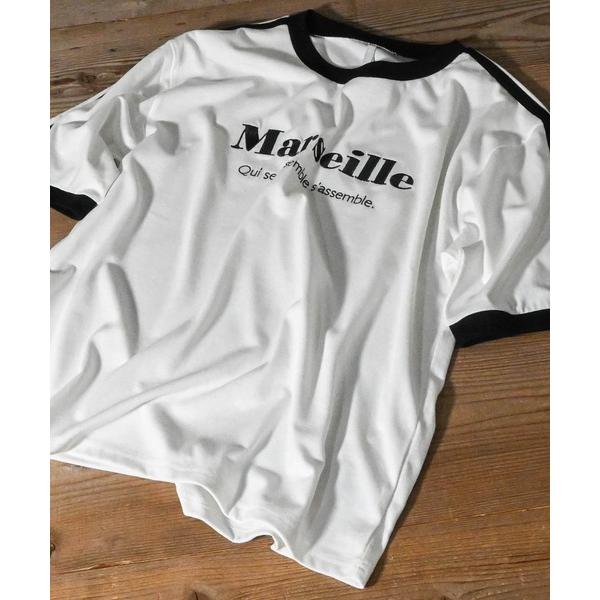 tシャツ 16/TC 天竺袖ライン 刺繍Tシャツ(ハートLOGO、Marseille） レディース ...