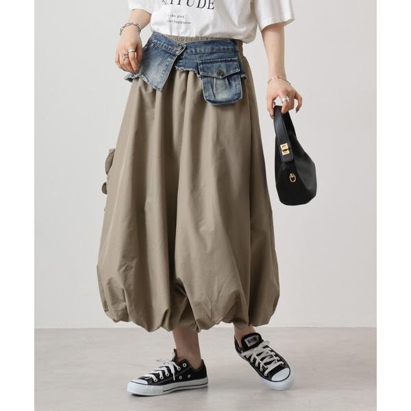 デニムスカート je crois soi デニム使いバルーンスカート