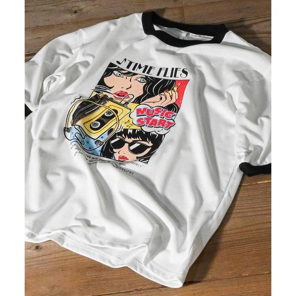 tシャツ 16/TC 天竺リンガープリントTシャツ(LUCK OUT、TIME FLIES) レディ...