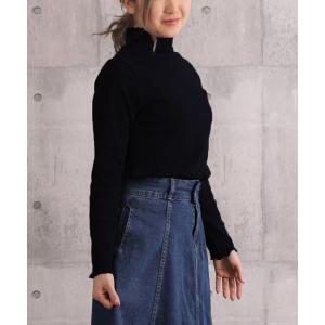 tシャツ リブハイネックメロウトップス レディース
