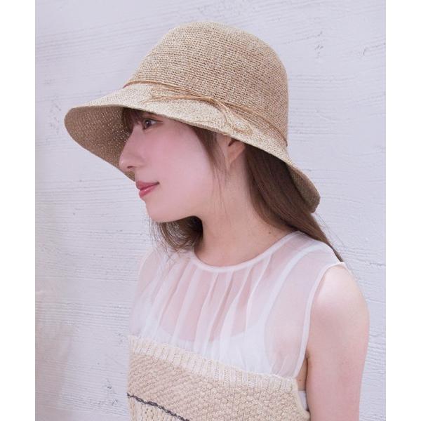 帽子 ハット 細編みMIXペーパー ハット レディース