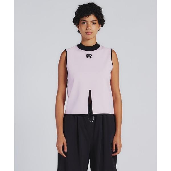 tシャツ スリットノースリーブトップス レディース