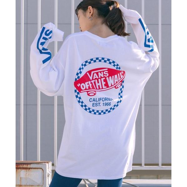 「VANS」 長袖Tシャツ L ホワイト×レッド メンズ