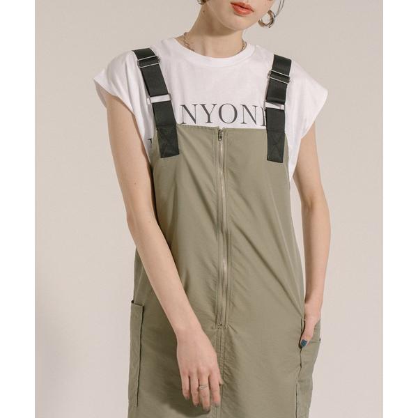 tシャツ ロゴプリントフレンチスリーブTシャツ レディース