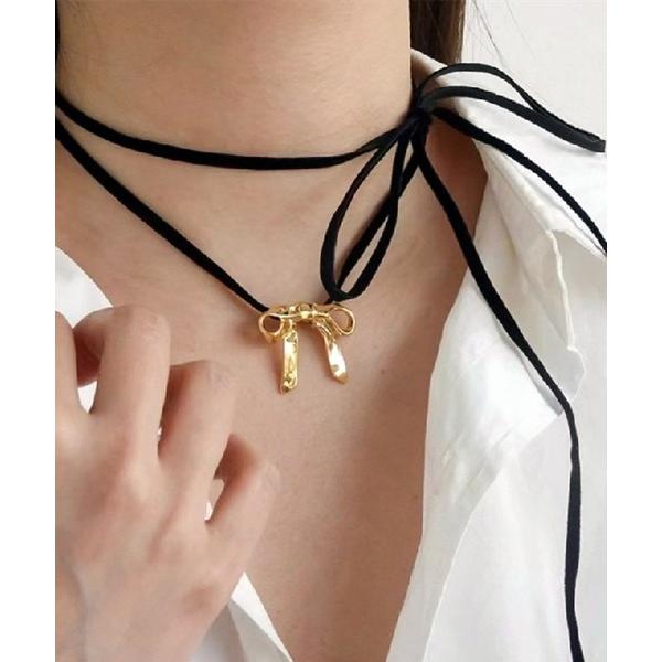 チョーカー メタルリボンチョーカー ネックレス レディース