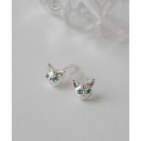 ピアス アンティーク風 ビジューアイ キャット ピアス / 猫 # レディース メンズ