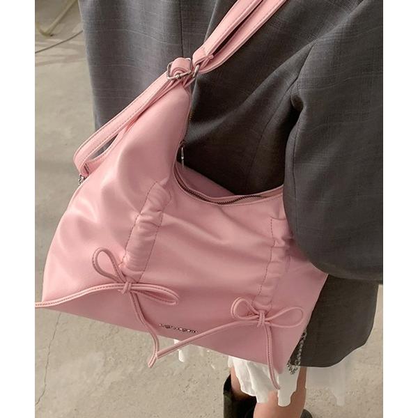 ショルダーバッグ バッグ 「ショルダー/ハンド/リュックの3way」リボンバッグ レディース