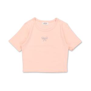 tシャツ Tシャツ レディース ラインストーンリボン 半袖ショート丈カットソー｜ZOZOTOWN Yahoo!店