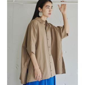 シャツ ブラウス ビックシルエットハーフスリーブシャツ レディース