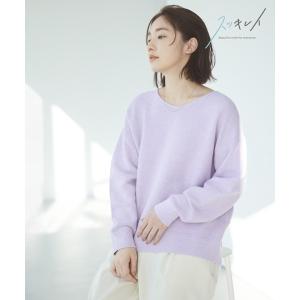 「GLOBAL WORK」 Vネックニット SMALL ラベンダー レディース