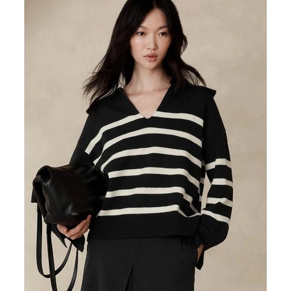 「BANANA REPUBLIC FACTORY STORE」 Vネックニット X-SMALL ブラ...