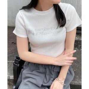 tシャツ Tシャツ レディース WEGO/「24年春夏新作」ラインストーンリブちびTの商品画像