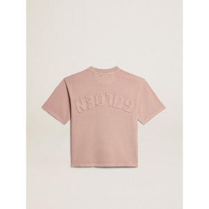 tシャツ Tシャツ（パウダーピンク） バックに逆さまのロゴ - Boxy fit レディース