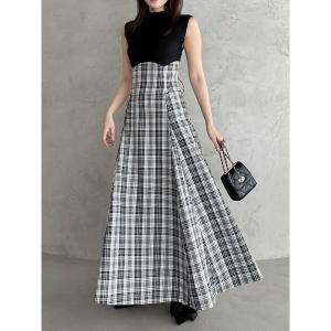 ワンピース チェックノースリーブコルセットワンピ...の商品画像