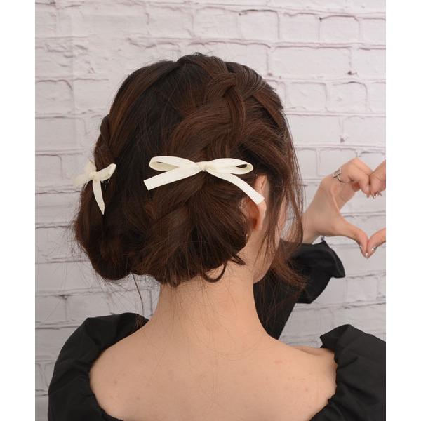 ヘアピン 「float」パステルカラー リボン ヘアクリップ「2個セット/8色展開」