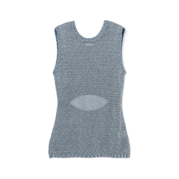 ニット セーター バイカラーコードヤーン バックスリットノースリーブプルオーバー レディース