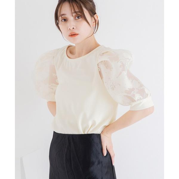 tシャツ オパール袖切替鹿の子トップス レディース