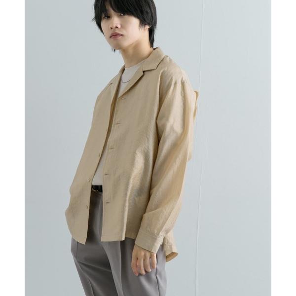 シャツ シアーストライプオープンカラーシャツ メンズ