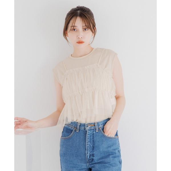 tシャツ 「SET」フレンチラメタンク＆チュールキャミ レディース